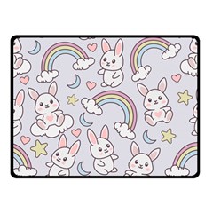 Seamless Pattern With Cute Rabbit Character Two Sides Fleece Blanket (small) by Apen