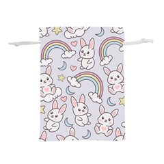 Seamless Pattern With Cute Rabbit Character Lightweight Drawstring Pouch (l) by Apen