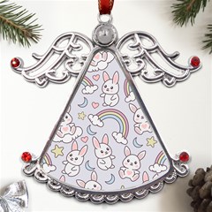 Seamless Pattern With Cute Rabbit Character Metal Angel With Crystal Ornament