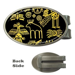 Golden Indian Traditional Signs Symbols Money Clips (oval)  by Apen