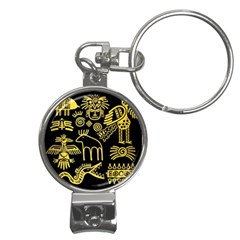 Golden Indian Traditional Signs Symbols Nail Clippers Key Chain by Apen