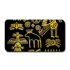 Golden Indian Traditional Signs Symbols Medium Bar Mat by Apen