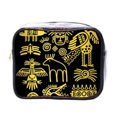 Golden Indian Traditional Signs Symbols Mini Toiletries Bag (one Side) by Apen