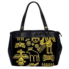 Golden Indian Traditional Signs Symbols Oversize Office Handbag (2 Sides) by Apen