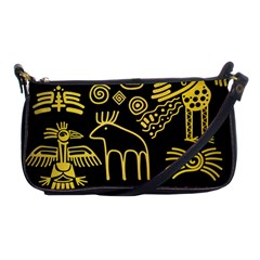 Golden Indian Traditional Signs Symbols Shoulder Clutch Bag by Apen