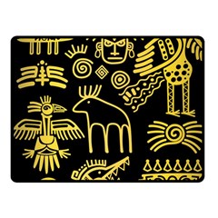 Golden Indian Traditional Signs Symbols Fleece Blanket (small) by Apen