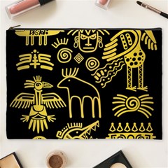 Golden Indian Traditional Signs Symbols Cosmetic Bag (xxxl) by Apen