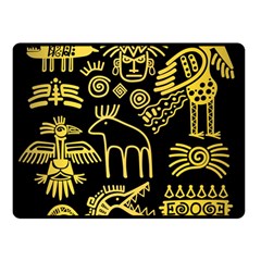 Golden Indian Traditional Signs Symbols Two Sides Fleece Blanket (small) by Apen