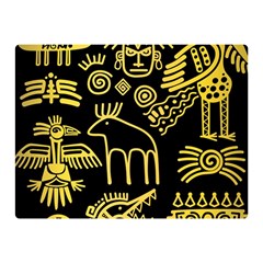 Golden Indian Traditional Signs Symbols Two Sides Premium Plush Fleece Blanket (mini) by Apen