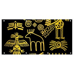 Golden Indian Traditional Signs Symbols Banner And Sign 8  X 4  by Apen