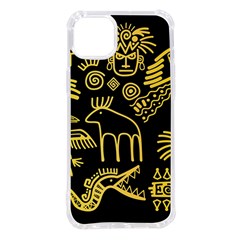 Golden Indian Traditional Signs Symbols Iphone 14 Plus Tpu Uv Print Case by Apen