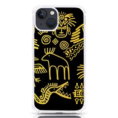 Golden Indian Traditional Signs Symbols Iphone 13 Tpu Uv Print Case by Apen