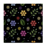 Embroidery Seamless Pattern With Flowers Tile Coaster Front