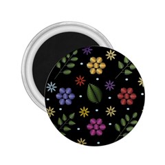 Embroidery Seamless Pattern With Flowers 2.25  Magnets