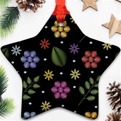 Embroidery Seamless Pattern With Flowers Ornament (Star)