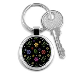 Embroidery Seamless Pattern With Flowers Key Chain (Round)