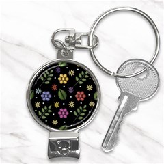 Embroidery Seamless Pattern With Flowers Nail Clippers Key Chain