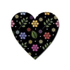 Embroidery Seamless Pattern With Flowers Heart Magnet