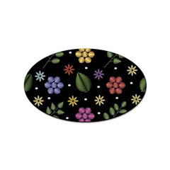 Embroidery Seamless Pattern With Flowers Sticker Oval (10 pack)