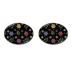 Embroidery Seamless Pattern With Flowers Cufflinks (Oval)