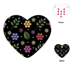 Embroidery Seamless Pattern With Flowers Playing Cards Single Design (Heart)