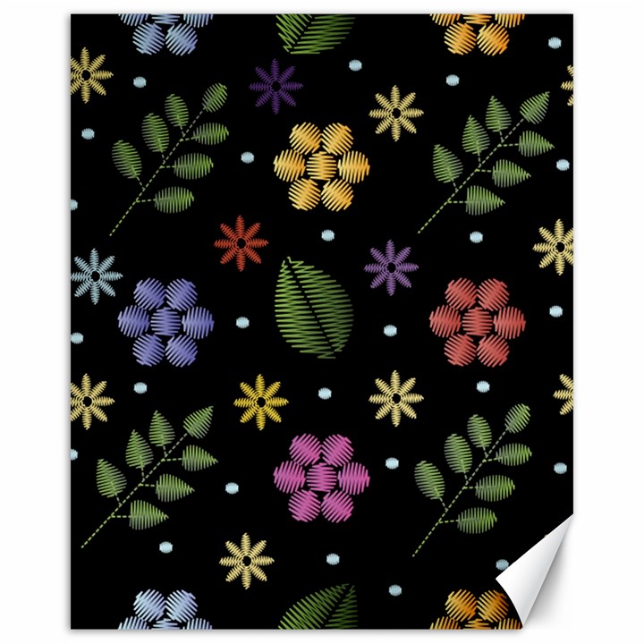 Embroidery Seamless Pattern With Flowers Canvas 16  x 20 