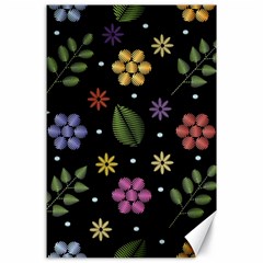 Embroidery Seamless Pattern With Flowers Canvas 24  x 36 