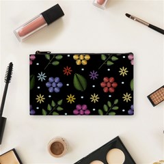 Embroidery Seamless Pattern With Flowers Cosmetic Bag (Small)