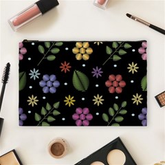 Embroidery Seamless Pattern With Flowers Cosmetic Bag (Large)