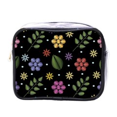 Embroidery Seamless Pattern With Flowers Mini Toiletries Bag (One Side)