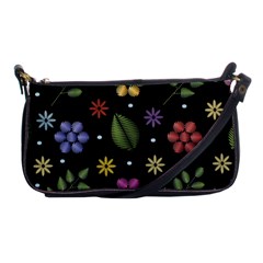 Embroidery Seamless Pattern With Flowers Shoulder Clutch Bag