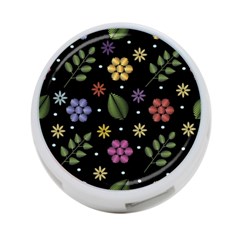 Embroidery Seamless Pattern With Flowers 4-Port USB Hub (One Side)