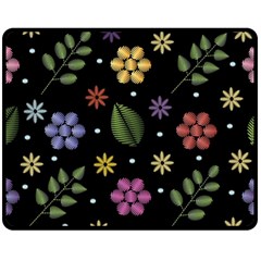 Embroidery Seamless Pattern With Flowers Fleece Blanket (Medium)