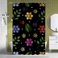 Embroidery Seamless Pattern With Flowers Shower Curtain 48  x 72  (Small) 