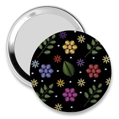 Embroidery Seamless Pattern With Flowers 3  Handbag Mirrors