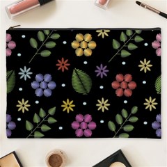 Embroidery Seamless Pattern With Flowers Cosmetic Bag (XXXL)