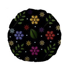 Embroidery Seamless Pattern With Flowers Standard 15  Premium Round Cushions