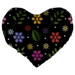 Embroidery Seamless Pattern With Flowers Large 19  Premium Heart Shape Cushions Back