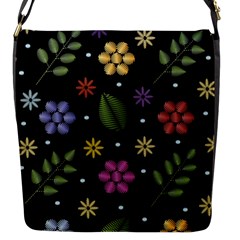 Embroidery Seamless Pattern With Flowers Flap Closure Messenger Bag (S)