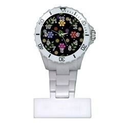 Embroidery Seamless Pattern With Flowers Plastic Nurses Watch