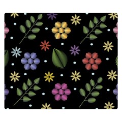 Embroidery Seamless Pattern With Flowers Two Sides Premium Plush Fleece Blanket (Small)