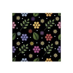 Embroidery Seamless Pattern With Flowers Satin Bandana Scarf 22  x 22 