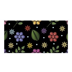 Embroidery Seamless Pattern With Flowers Satin Wrap 35  x 70 