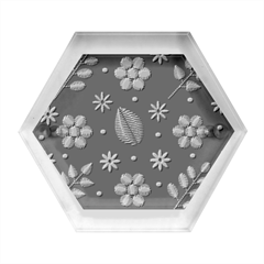 Embroidery Seamless Pattern With Flowers Hexagon Wood Jewelry Box by Apen