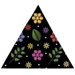 Embroidery Seamless Pattern With Flowers Wooden Puzzle Triangle