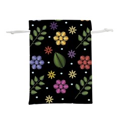 Embroidery Seamless Pattern With Flowers Lightweight Drawstring Pouch (M)