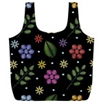 Embroidery Seamless Pattern With Flowers Full Print Recycle Bag (XXL) Front