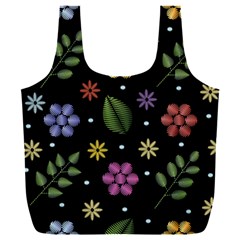 Embroidery Seamless Pattern With Flowers Full Print Recycle Bag (xxxl)