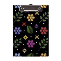 Embroidery Seamless Pattern With Flowers A5 Acrylic Clipboard