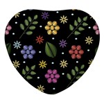 Embroidery Seamless Pattern With Flowers Heart Glass Fridge Magnet (4 pack) Front